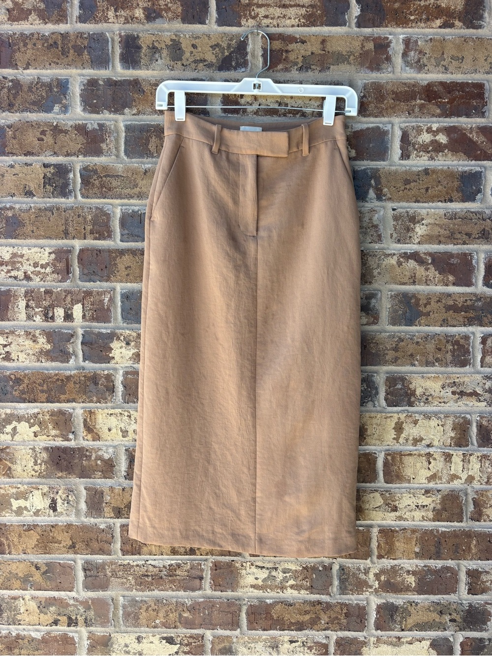Aritzia Wilfred Riviera Midi Pencil Skirt, Camel, Size 0
